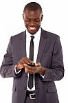 Businessman With Mobile Stock Photo