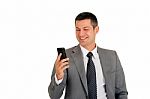 Businessman With Phone Stock Photo