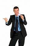 Businessman With Red Card Stock Photo