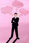 Businessman With Thought Bubble Stock Photo