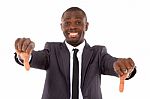 Businessman With Thumbs Down Stock Photo