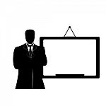 Businessman With Whiteboard Stock Photo