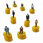 Businessman's Are Standing On Dollar Stock Photo
