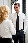 Businesspeople Standing Up And Shaking Hands Stock Photo