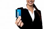Businesswoman Showing Her Business Card Stock Photo