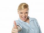 Businesswoman Showing Thumbs-up Stock Photo