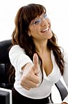 Businesswoman Showing Thumbs Up Stock Photo