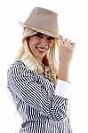 Businesswoman Wearing Hat Stock Photo