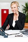 Businesswoman Wearing Headset Stock Photo