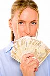 Businesswoman With Cash Stock Photo