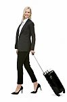 Businesswoman With Suitcase Stock Photo