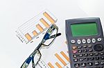 Calculator And Graphs Stock Photo