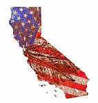 California State Map Flag Pattern Stock Photo
