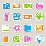 Camera And Video Sticker Icons Set ,illustration Stock Photo
