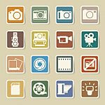Camera And Video Sticker Icons Set ,illustration Stock Photo