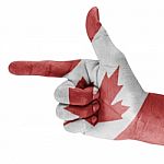 Canada Flag On shoot Hand Stock Photo
