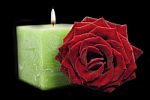 Candle And Rose Stock Photo