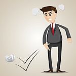 Cartoon Angry Businessman Throwing Crumple Paper Stock Photo