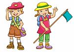 Cartoon Boy/girl Scout Stock Photo