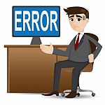 Cartoon Businessman Showing Error Computer Stock Photo
