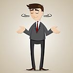 Cartoon Businessman Shrug Shoulder Stock Photo