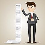 Cartoon Businessman With Long Billing Paper Stock Photo