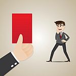 Cartoon Businessman With Red Card Stock Photo