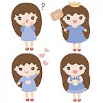Cartoon Characters Cute Girl Illustration Stock Photo