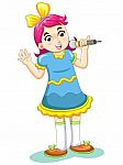 Cartoon Girl Singing Song Stock Photo