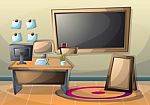 Cartoon  Illustration Interior Classroom With Separated Layers Stock Photo