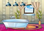 Cartoon  Illustration Interior Spa Room With Separated Layers Stock Photo