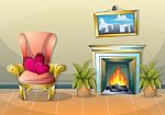 Cartoon  Illustration Interior Valentine Room With Separated Layers Stock Photo
