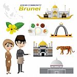 Cartoon Infographic Of Brunei Asean Community Stock Photo