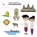 Cartoon Infographic Of Cambodia Asean Community Stock Photo