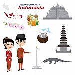 Cartoon Infographic Of Indonesia Asean Community Stock Photo