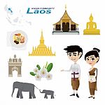 Cartoon Infographic Of Laos Asean Community Stock Photo