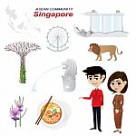 Cartoon Infographic Of Singapore Asean Community Stock Photo