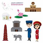 Cartoon Infographic Of Vietnam Asean Community Stock Photo