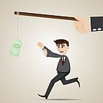 Cartoon Luring Businessman With Money Stock Photo