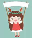 Cartoon Santa Girl With Blank Space For Your Text Stock Photo