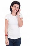 Casual Woman On The Phone Stock Photo