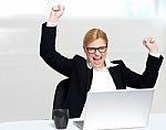 Caucasian Corporate Woman Enjoying Success Stock Photo