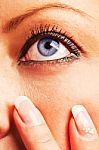 Caucasian Girl's Blue Eye Stock Photo