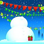 Celebrate Winter Season Snow Man And Blue Background Stock Photo