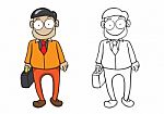 Character Of Man Cartoon On White Background Stock Photo