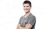 Cheerful Guy Posing In Casuals Stock Photo