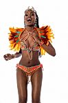 Cheerful Woman Dancing Samba Stock Photo