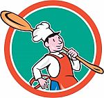 Chef Cook Marching Spoon Circle Cartoon Stock Photo