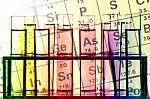 Chemical Reagents And Periodic Table Stock Photo
