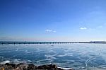 Chicago's Frozen Lake Michigan In January Stock Photo